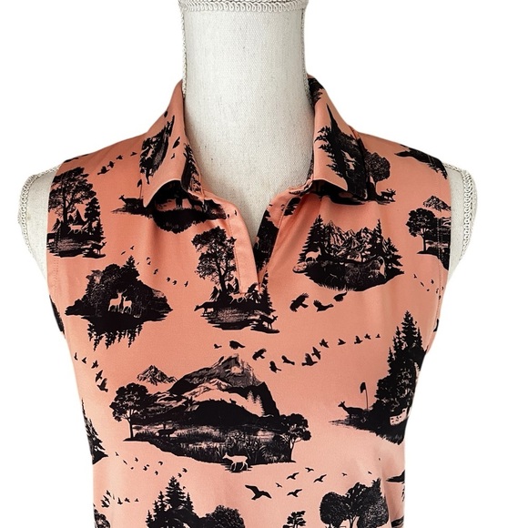 Nike Scenic Print Sleeveless Top - Peach and Black Women’s Size Small - Picture 2 of 11